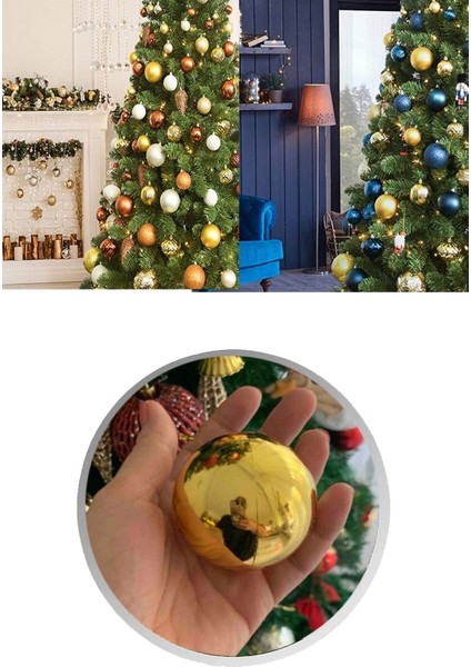 6 Adet Büyük Boy Gold Yılbaşı Çam Ağaçı Süsü Yeni Yıl Noel Dekor Parlak Cici Top Süs 6cm modelleri