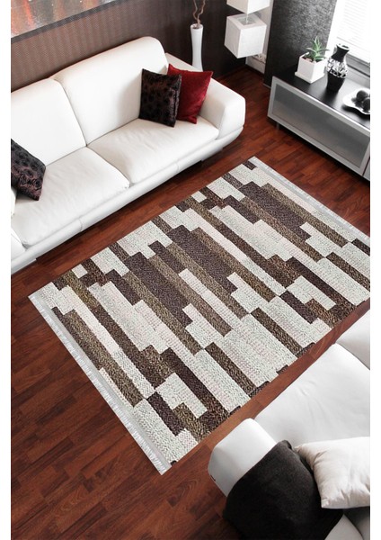 Kısa Saçaklı Westa Serisi Yıkanabilir Kaymaz Taban Antibakteriyel Kilim PW-8022A
