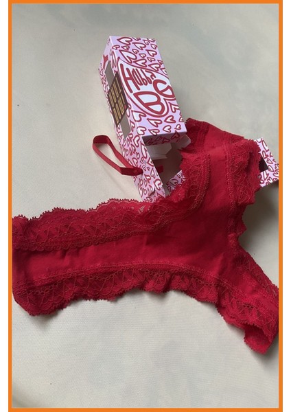 Kırmızı Tutku Dantelli Pamuklu Külot Şık Hediye Kutusu Içinde Yılbaşı Özel
