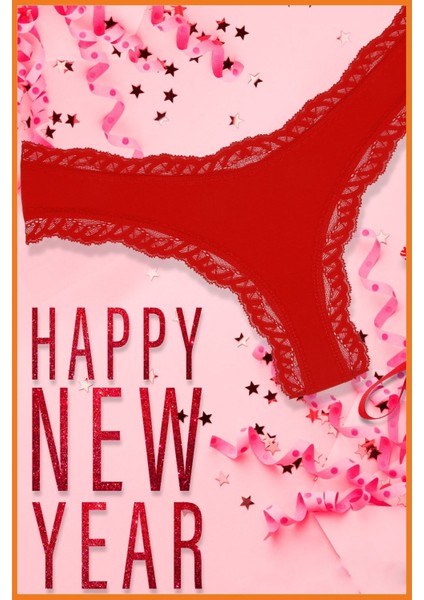 Kırmızı Tutku Dantelli Pamuklu Külot Şık Hediye Kutusu Içinde Yılbaşı Özel fırsatları