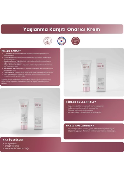 7 Çeşit Peptit ve 5 Çeşit Seramid İçeren Onarıcı ve Nemlendirici Krem