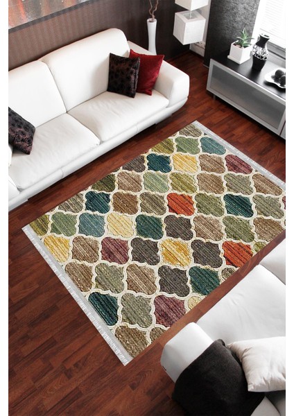 Kısa Saçaklı Westa Serisi Yıkanabilir Kaymaz Taban Antibakteriyel Kilim PW-8036A