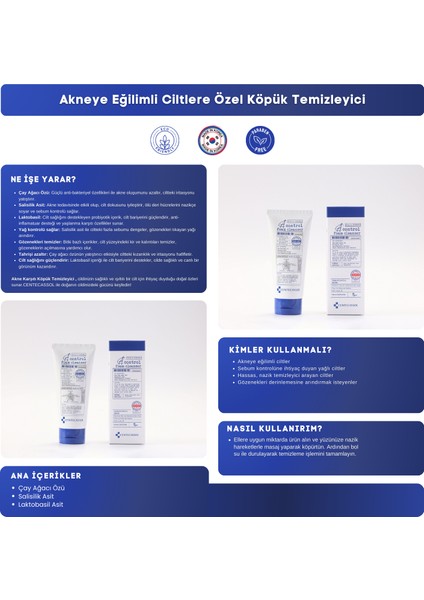 Çay Ağacı Yaprağı Özü İçeren Akne ve Gözenek Karşıtı, Sebum Dengeleyici Vegan Temizleme Köpüğü