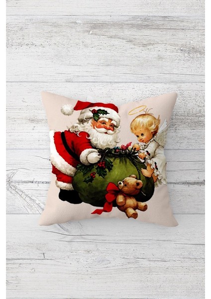Tekno Trust Noel Baba Christmas Yılbaşı Gizli Fermuarlı Kırlent Kılıfı Koltuk Yastık Kılıfı TAKIM(4ADET)