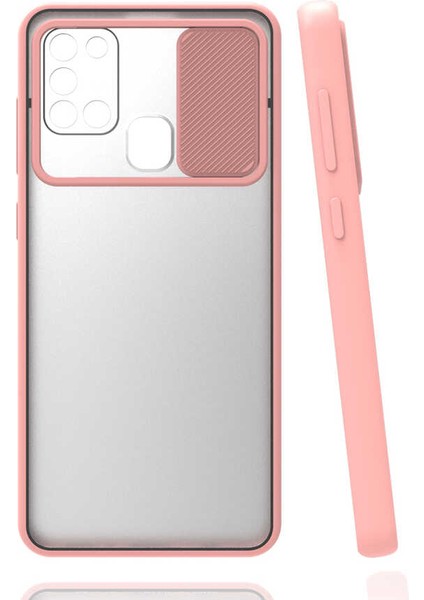 Samsung Galaxy A21S Kılıf Lensi Kapak - Pembe Açık
