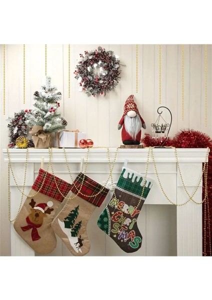 Yılbaşı Zincir Süs 5 Metre Inci Çam Ağacı Süsü Noel Yemek Masası Taşı