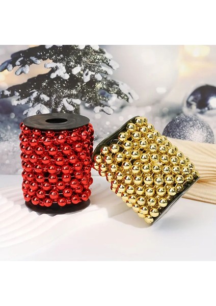 Yılbaşı Zincir Süs 5 Metre Inci Çam Ağacı Süsü Noel Yemek Masası Taşı