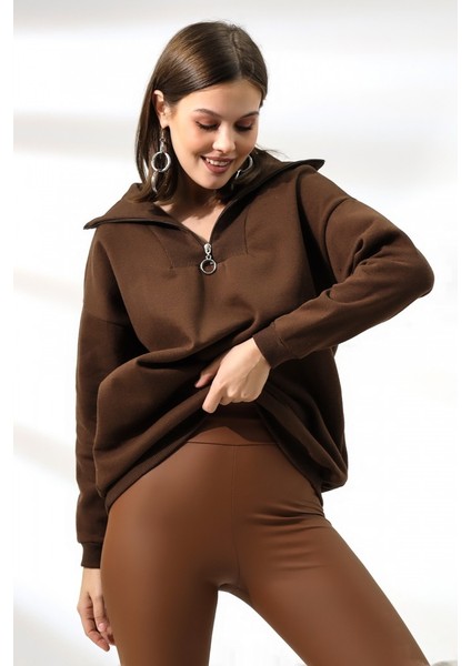 Klesa Kadın 2 Iplik Şardonlu Yarım Fermuarlı Sweatshirt fiyatları