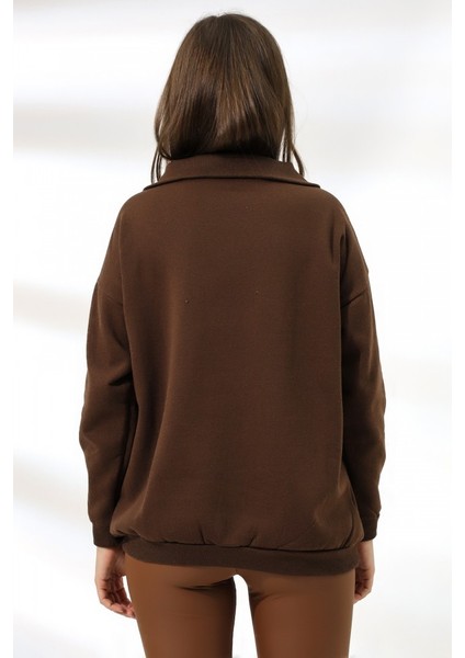 Klesa Kadın 2 Iplik Şardonlu Yarım Fermuarlı Sweatshirt modelleri