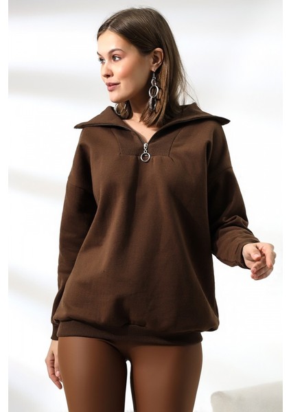 Klesa Kadın 2 Iplik Şardonlu Yarım Fermuarlı Sweatshirt fırsatları