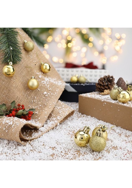 12'li Gold 2 5 cm Yılbaşı Topu Noel Topu Çam Ağacı Topu Süs Topu