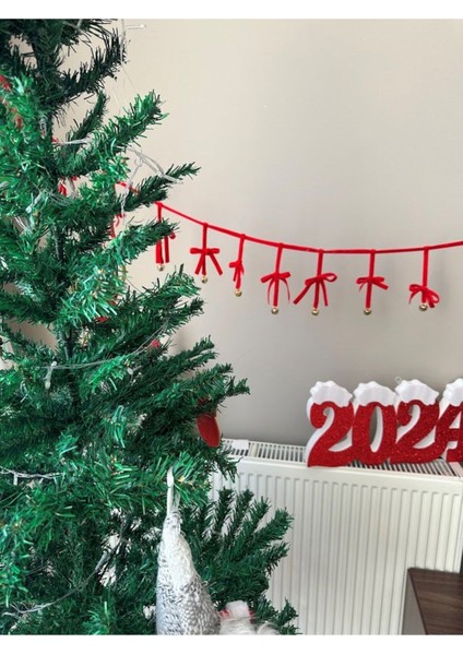Yılbaşı Kadife Kurdele Gold Zilli Zincir Noel Çam Ağaç Süsü Ev Dekoru Yeni Yıl modelleri