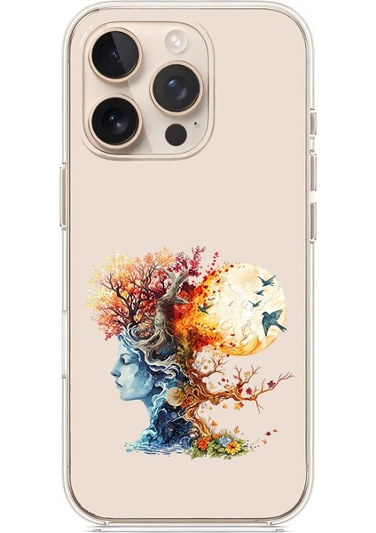 Apple Iphone 13 Pro Max Uyumlu Ağaç Kadın Desenli Silikon Kılıf