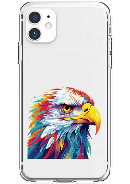 Apple Iphone 12 Uyumlu Renkli Kartal Desenli Silikon Kılıf