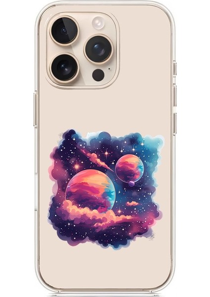 Apple Iphone 15 Pro Max Uyumlu Renkli Gezegenler Desenli Silikon Kılıf