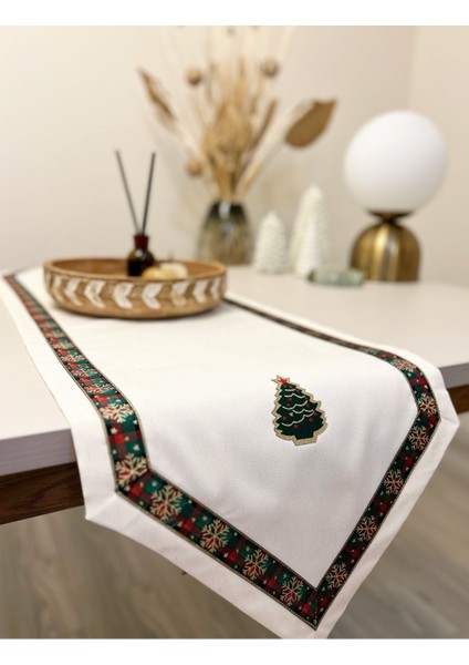 Yılbaşı Temalı Runner / 140X40 / El Yapımı / Dikişli Leke Tutmaz / Christmas Temalı - Noel Temalı