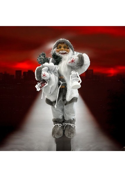 Yılbaşı Yeni Yıl Dekor Süs Beyaz Noel Baba 45 cm