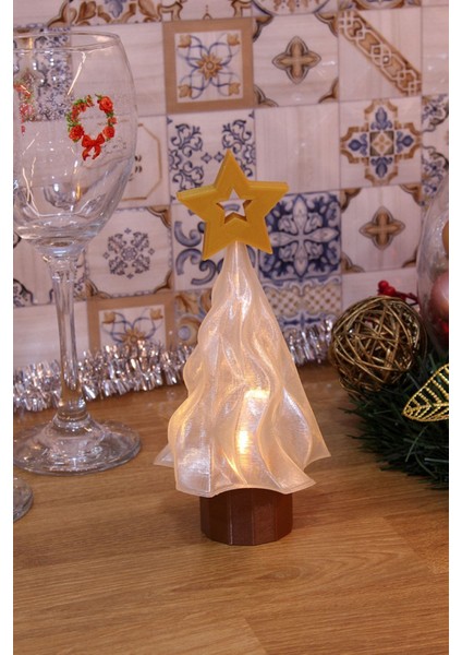 LED Mum Işıklı Yılbaşı Noel Çam Ağacı Dekoratif Biblo 17 cm