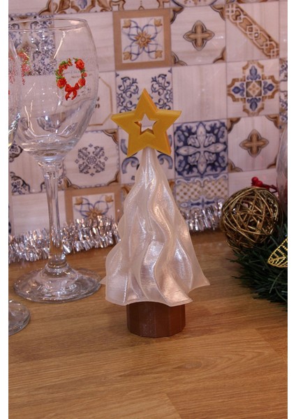 LED Mum Işıklı Yılbaşı Noel Çam Ağacı Dekoratif Biblo 17 cm