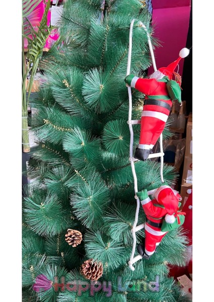 Happland Yılbaşı Dekoru Merdivene Tırmanan Noel Baba 57 cm Yeni Yıl Süs