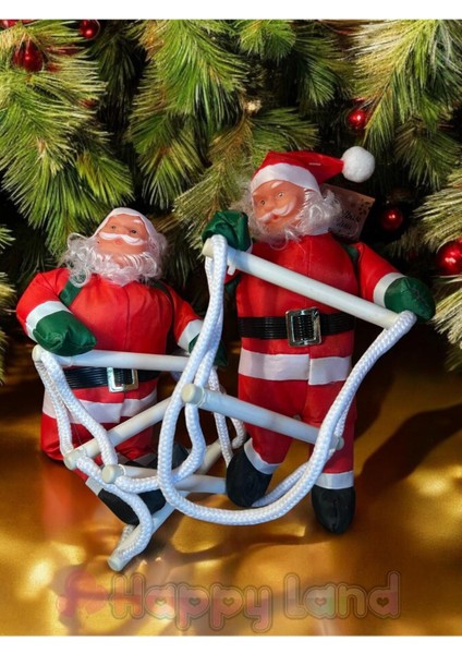 Happland Yılbaşı Dekoru Merdivene Tırmanan Noel Baba 57 cm Yeni Yıl Süs