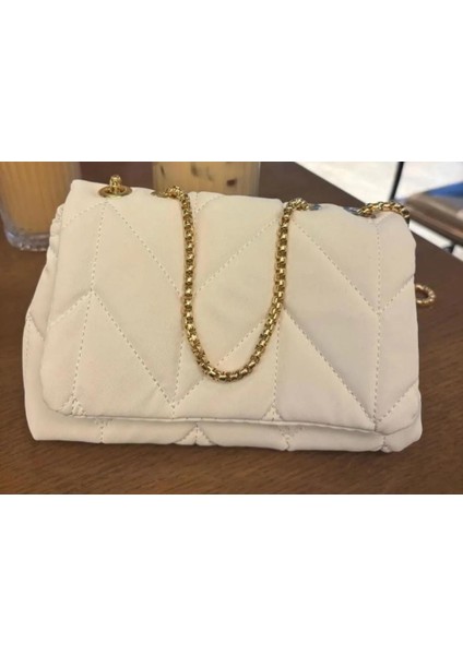 Giz&em Beyaz Günlük Şık Çanca Gold Askılı