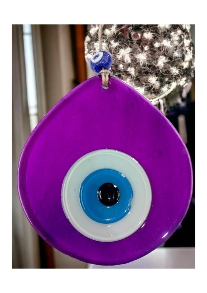 Orta Boy Şeffaf Mor Damla Desen Nazar Boncuklu Duvar Dekoru Cam Duvar Süsü fırsatları