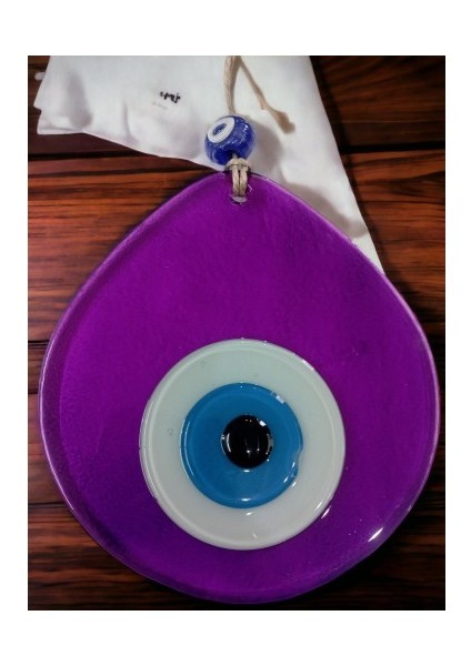 Orta Boy Şeffaf Mor Damla Desen Nazar Boncuklu Duvar Dekoru Cam Duvar Süsü indirimleri