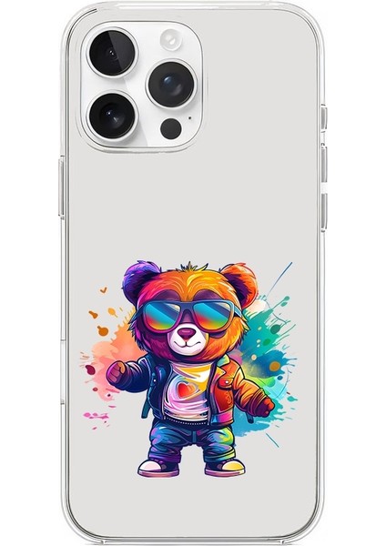 Apple Iphone 14 Pro Uyumlu Renkli Ayı Desenli Silikon Kılıf