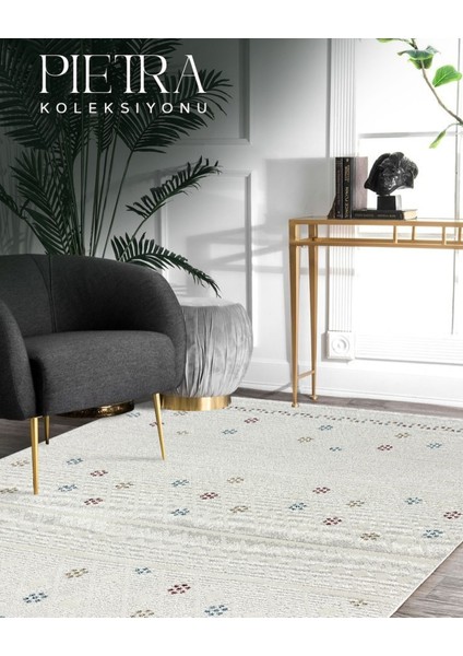 Pietra Koleksiyonu Dekoratif Modern Saçaklı Halı 8203 Multi