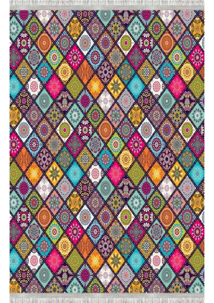 Kısa Saçaklı Westa Serisi Yıkanabilir Kaymaz Taban Antibakteriyel Kilim PW-8038A