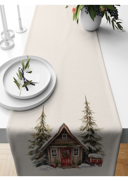 Yılbaşı Serisi 140X40 cm Dijital Baskılı Runner (Christmas Noel)