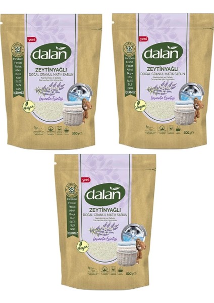 Doğal Granül Sabun Zeytinyağlı Lavanta Esintisi 500 gr x 3 Adet