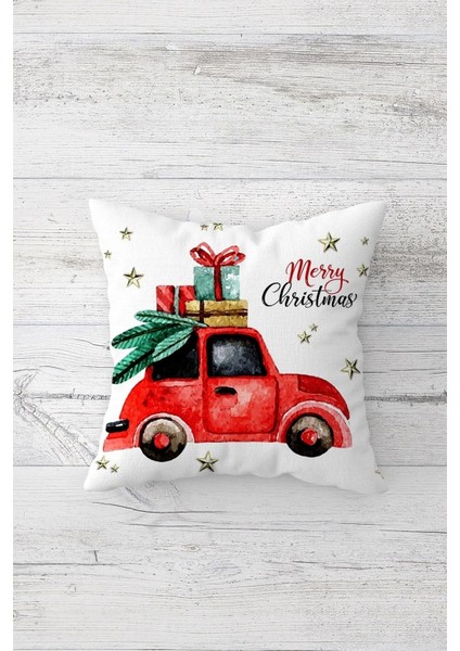 Noel Baba ve Noel Temalı 4'lü Kırlent Kılıfı, Kırmızı, Pamuklu, Koltuk Dekoru fiyatları