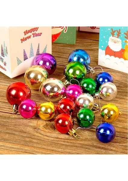 Yıllbaşı Çam Ağacı Süsü Renkli Toplar Noel Ağacı Süsü 12 Li 3 cm