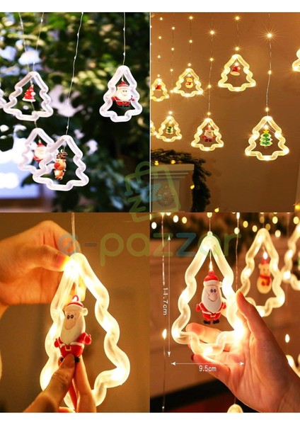 10 Saçaklı Çam Ağacı Noel Figürlü Yılbaşı Organizasyon Konsept Süsleme 8 Mod Günışığı Perde LED Işı fiyatları