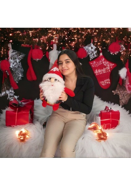Sevgiliye En Güzel Hediyeler Çantalı Noel Baba 60 cm Yılbaşı Dekoru ve Peluş Oyuncağı