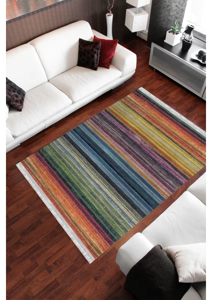 Homier Collection Kısa Saçaklı Westa Serisi Yıkanabilir Kaymaz Taban Antibakteriyel Kilim DK-5058B