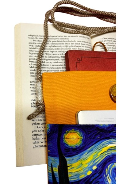 Askılı Kitap / Tablet / Ebook Çantası – Kılıfı (Yıldızlı Gece ,sarı) modelleri