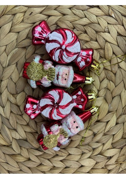 Yılbaşı Asetat Kutulu Şeker Noel Baba Ağaç Süsü 4 Lü fiyatları