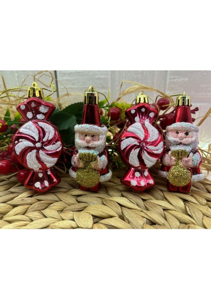 Yılbaşı Asetat Kutulu Şeker Noel Baba Ağaç Süsü 4 Lü fırsatları