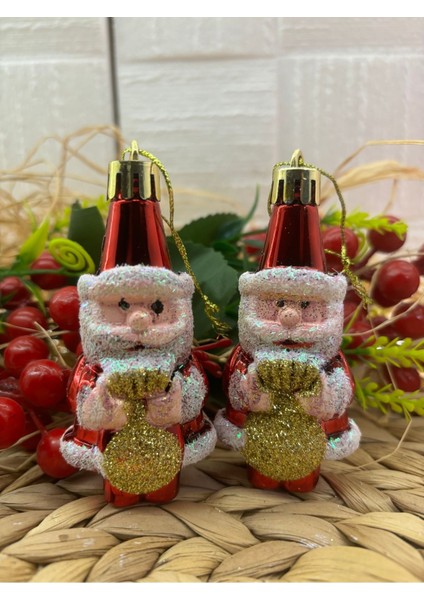 Yılbaşı Asetat Kutulu Şeker Noel Baba Ağaç Süsü 4 Lü indirimleri