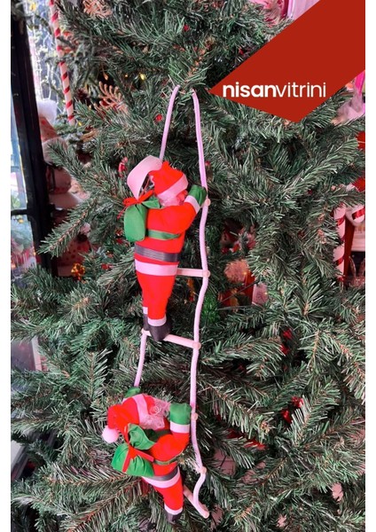 Merdivenli Noel Baba 60 cm Yılba?ı Susu 2li / Merdiven Tımanan Noel Baba Yilbasi Süsü / Nuel