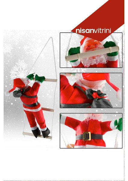 Merdivenli Noel Baba 60 cm Yılba?ı Susu 2li / Merdiven Tımanan Noel Baba Yilbasi Süsü / Nuel