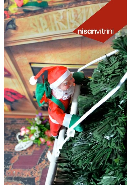 Merdivenli Noel Baba 60 cm Yılba?ı Susu 2li / Merdiven Tımanan Noel Baba Yilbasi Süsü / Nuel