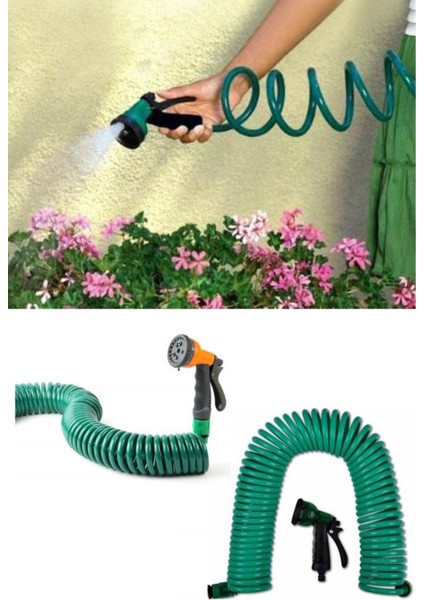 30 Metre Spiral Hortum + 4 Fonksiyonlu Özel Sulama Tabancası (4767) - 1OL5044-1069