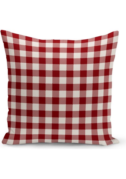 Yılbaşı Ekose Tasarımlı Çift Taraflı Dijital Baskılı Kırlent Kılıfı