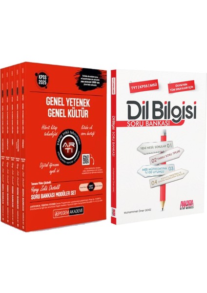 KPSS Genel Yetenek Genel Kültür Soru Seti ve Akm Dil Bilgisi Soru Bankası Seti 2 Kitap