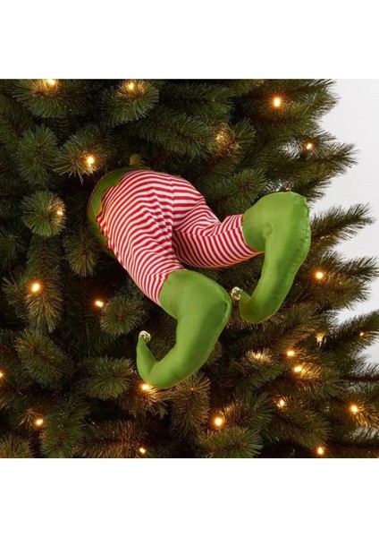 1 Adet 40CM Hareket Eden Noel Elf Ayakları Pilli Ağaca Monte