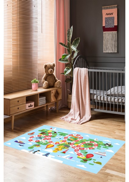 Homier Punto Yıkanabilir Kaymaz Taban Halı Çocuk Odası H-Ck-10196a